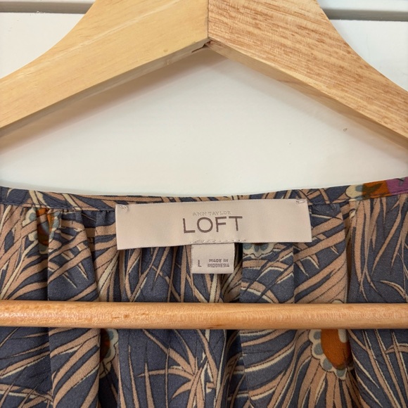 Lot of 2 Loft Floral Print Long Sleeve Blouse Tops L Dark Academic Business Work - Picture 4 of 16